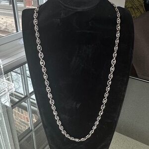 Danny Pollak Long Silver Chain with Black Diamond Swarovski Crystals